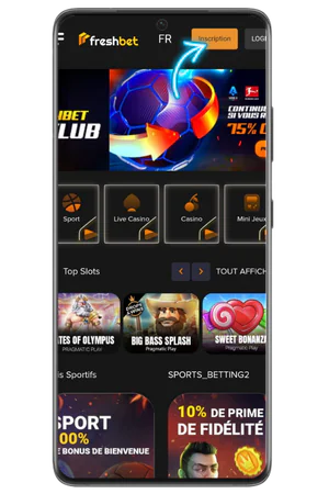 Bouton inscription site Freshbet officiel